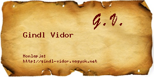 Gindl Vidor névjegykártya